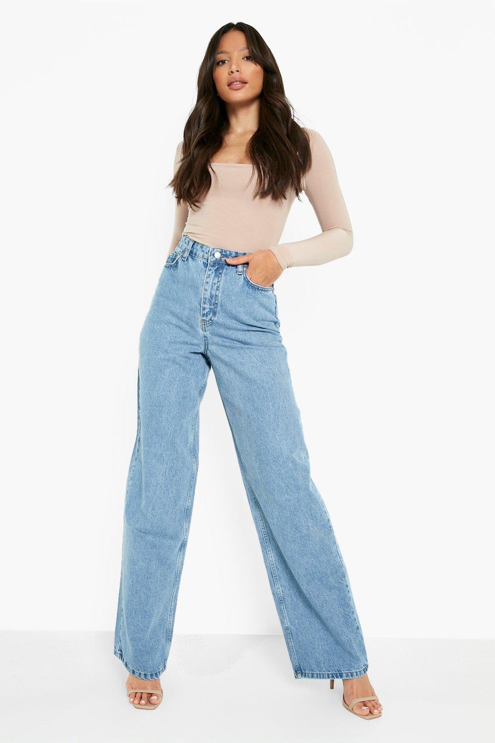 Pantalon large best sale taille haute jean